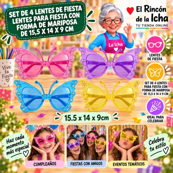 RI-0010123 Set de 4 Lentes de Fiesta Lentes Para Fiesta Con Forma De Guitarra De 16 X 14 X 12 Cm Feliz