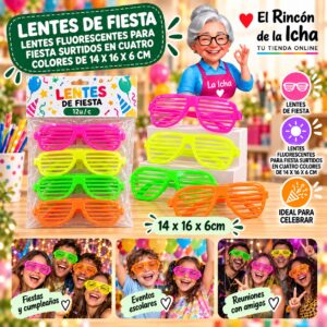 Lentes de Fiesta Lentes Fluorescentes Para Fiesta Surtidos En Cuatro Colores De 14 X 16 X 6 Cm Feliz