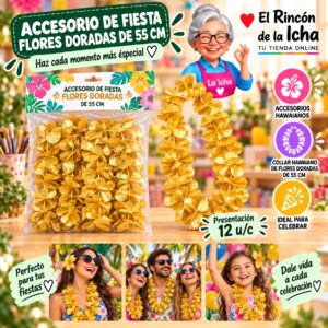 RI-0010140 Accesorio de Fiesta Flores Doradas De 55 Cm Feliz