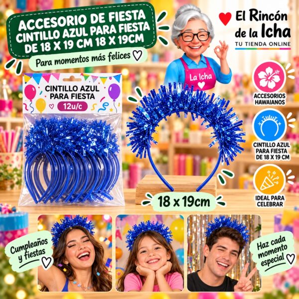 RI-0010148 Accesorio de Fiesta Cintillo Azul Para Fiesta De 18 X 19 Cm 18 x 19cm Feliz
