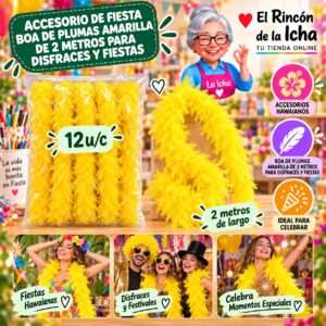 RI-0010154 Accesorio de Fiesta Boa De Plumas Amarilla De 2 Metros Para Disfraces Y Fiestas Feliz
