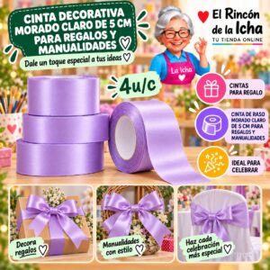 RI-0010176 Cinta Decorativa Morado Claro De 5 Cm Para Regalos Y Manualidades Feliz