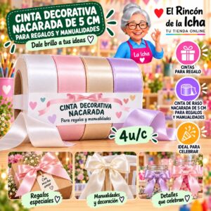 RI-0010180 Cinta Decorativa Nacarada De 5 Cm Para Regalos Y Manualidades Feliz