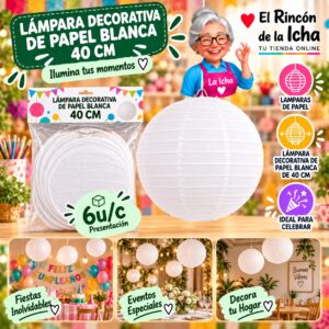 RI-0010187 Lámpara Decorativa de Papel Blanca 40 cm Feliz