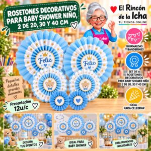 RI-0010206 Rosetones Decorativos Tema Unicornio, 2 De 20, 30 Y 40 Cm Feliz