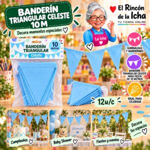 RI-0010209 Banderín Triangular Celeste 10 m Feliz