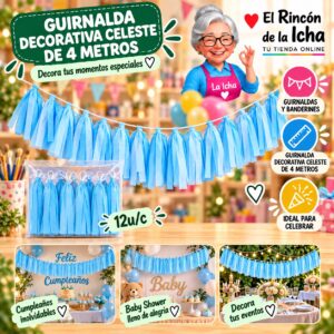 RI-0010212 Guirnalda Decorativa Celeste De 4 Metros Feliz