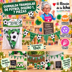 RI-0010232 Guirnalda Triangular De Fútbol Diseño 1, 7 Piezas Feliz