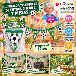 RI-0010233 Guirnalda Triangular De Fútbol Diseño 2, 7 Piezas Feliz