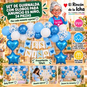 RI-0010237 Set De Guirnalda Con Globos Para Anuncio Es Niño, 24 Piezas Feliz