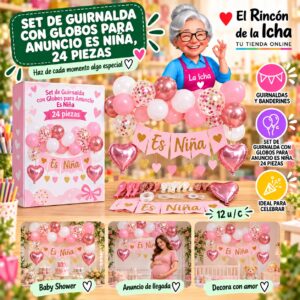 RI-0010238 Set De Guirnalda Con Globos Para Anuncio Es Niña, 24 Piezas Feliz