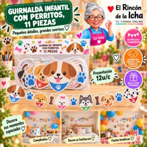 RI-0010256 Guirnalda Infantil Con Perritos, 11 Piezas Feliz