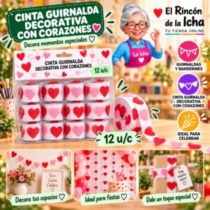 RI-0010293 Cinta Guirnalda Decorativa Con Corazones Feliz