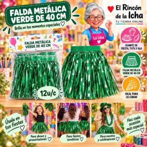 RI-0010363 Falda Metálica Verde De 40 Cm Feliz