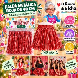 RI-0010367 Falda Metálica Roja De 40 Cm Feliz