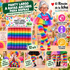 RI-0010369 Panty Largo A Rayas Arcoíris Para Disfraz Feliz