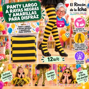 RI-0010370 Panty Largo A Rayas Negras Y Amarillas Para Disfraz Feliz