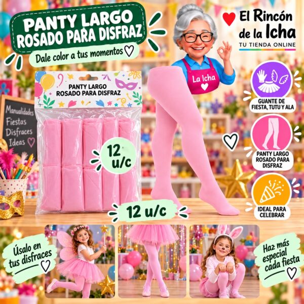 Panty Largo Rosado Para Disfraz Feliz