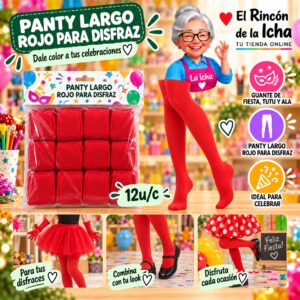 RI-0010374 Panty Largo Rojo Para Disfraz Feliz