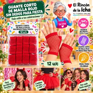 RI-0010376 Guante Corto De Malla Rojo Sin Dedos Para Fiesta Feliz