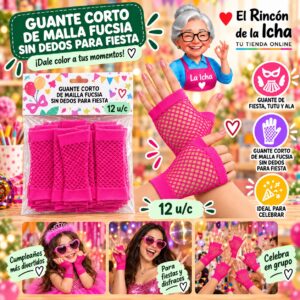 RI-0010377 Guante Corto De Malla Fucsia Sin Dedos Para Fiesta Feliz
