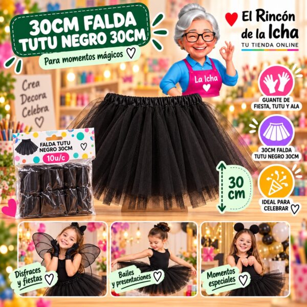 30cm Falda Tutu Negro 30cm Feliz
