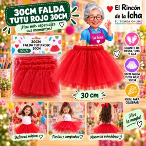 RI-0010411 30cm Falda Tutu Rojo 30cm Feliz
