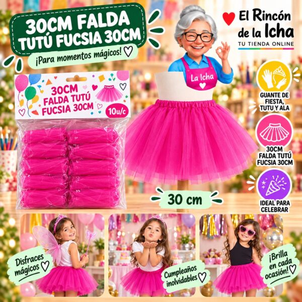 30cm Falda Tutú Fucsia 30cm Feliz