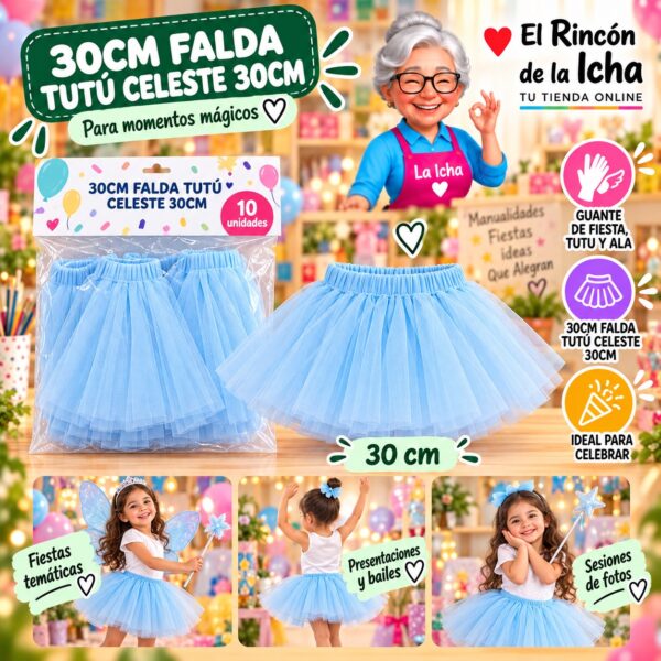 30cm Falda Tutú Celeste 30cm Feliz