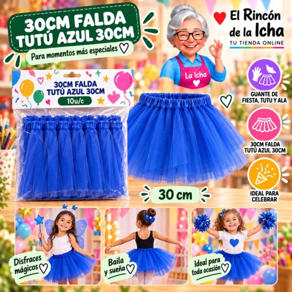 30cm Falda Tutú Azul 30cm Feliz