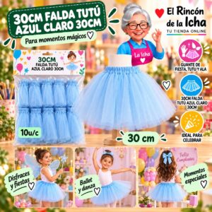 RI-0010416 30cm Falda Tutú Azul Claro 30cm Feliz