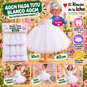 RI-0010418 40cm Falda Tutu Blanco 40cm Feliz