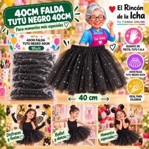 RI-0010419 40cm Falda Tutu Negro 40cm Feliz