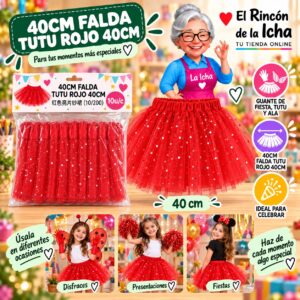 RI-0010420 40cm Falda Tutu Rojo 40cm Feliz