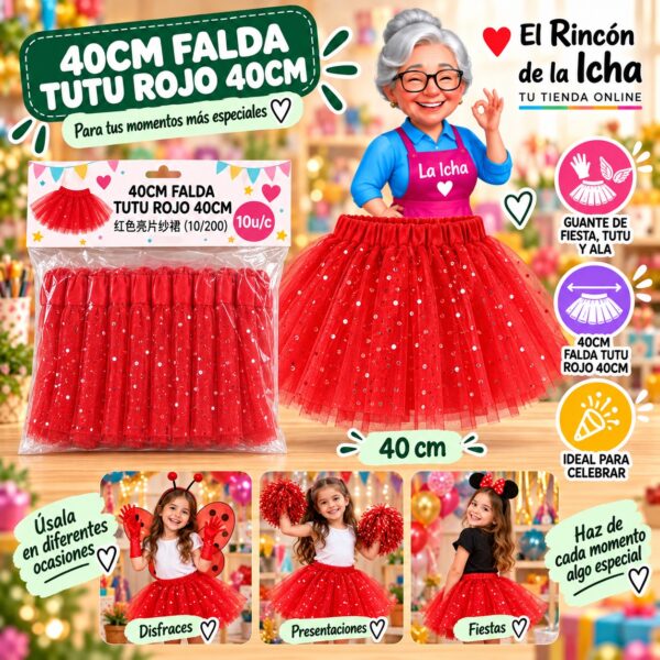 40cm Falda Tutu Rojo 40cm Feliz