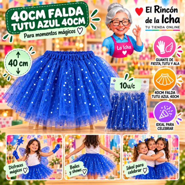 40cm Falda Tutu Azul 40cm Feliz