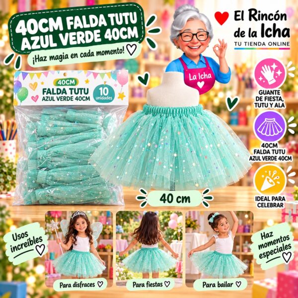 40cm Falda Tutu Azul Verde 40cm Feliz