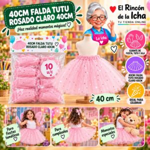 RI-0010426 40cm Falda Tutu Rosado Claro 40cm Feliz