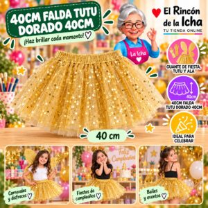 RI-0010427 40cm Falda Tutu Dorado 40cm Feliz