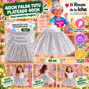 RI-0010428 40cm Falda Tutu Plateado 40cm Feliz