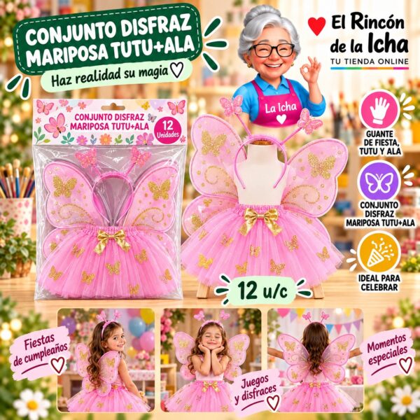 Conjunto Disfraz Mariposa Tutu+Ala Feliz