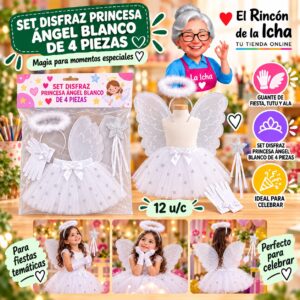 RI-0010439 Set Disfraz Princesa Ángel Blanco De 4 Piezas Feliz