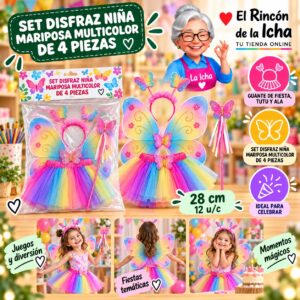 RI-0010440 Set Disfraz Niña Mariposa Multicolor De 4 Piezas Feliz