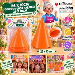 26 X 10cm Gorro Fluor Naranja 26 X 10cm Feliz