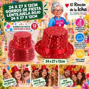 24 X 27 X 12cm Gorros De Fiesta Lentejuela Rojo 24 X 27 X 12cm Feliz Ref. 622096