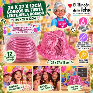 24 X 27 X 12cm Gorros De Fiesta Lentejuela Rosado 24 X 27 X 12cm Feliz Ref. 622097