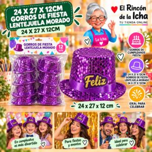 24 X 27 X 12cm Gorros De Fiesta Lentejuela Morado 24 X 27 X 12cm Feliz Ref. 622100