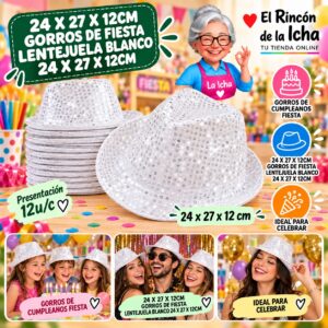 24 X 27 X 12cm Gorros De Fiesta Lentejuela Blanco 24 X 27 X 12cm Feliz Ref. 840139
