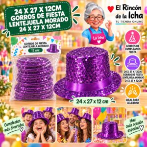 24 X 27 X 12cm Gorros De Fiesta Lentejuela Morado 24 X 27 X 12cm Feliz Ref. 840144