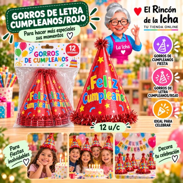 RI-0010473 Gorros De Letra Cumpleanos/Rojo Feliz Ref. 840196